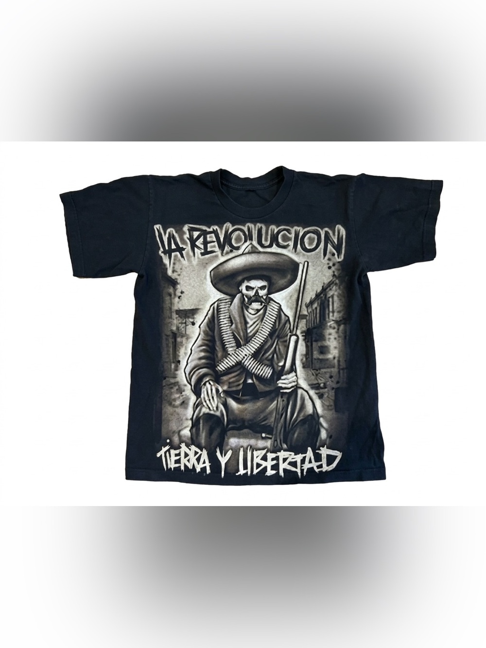 Vtg La Revolucion Tierra Y Libertad Street Certified T-Shirt Men's Black Graphic